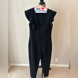 Black Formal Wool Blend Jumpsuit.